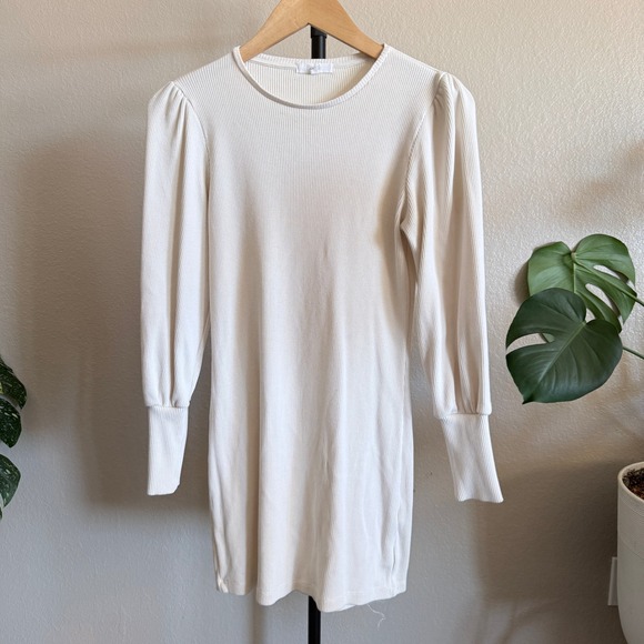 Boyish Lauper Ribbed Mini Dress Off White Organic Cotton Balloon Sleeve Small - Picture 3 of 8